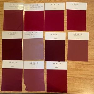 Azazie bridesmaid swatches, various reds